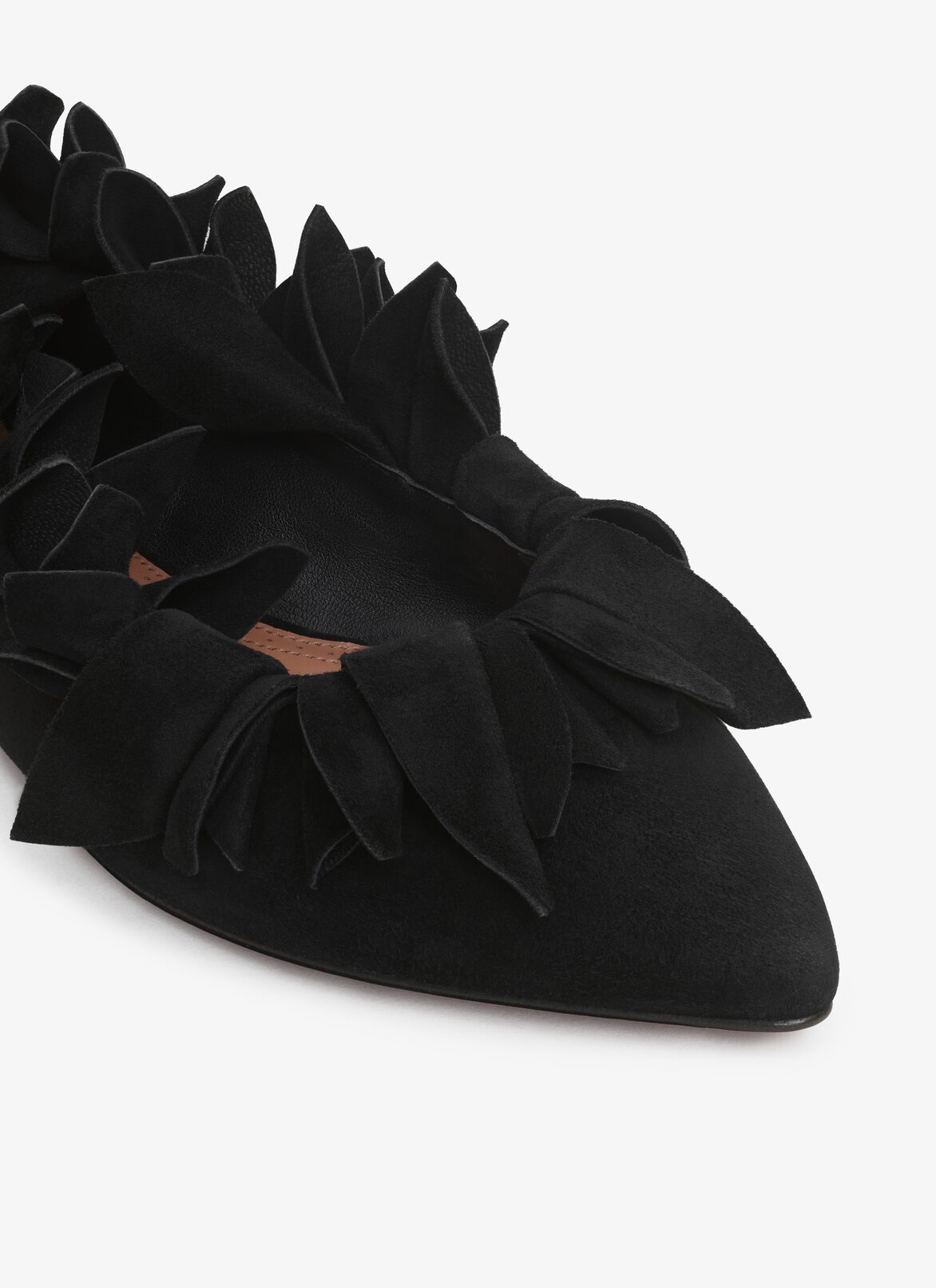 PETAL BALLET FLATS IN SUEDE GOATSKIN ALAÏA BLACK PETAL BALLET FLATS IN SUEDE GOATSKIN
